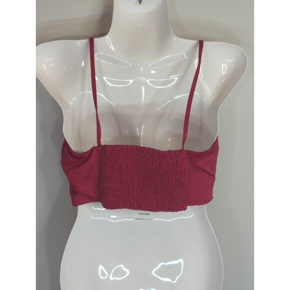Zara Hot Pink Cropped Top Women's Small Smocked Chic Clubwear Vacay Barbie core - Picture 3 of 7
